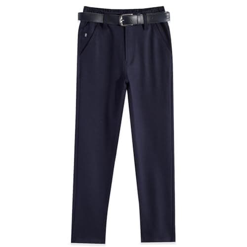 CAVIO Boys Stretchable Solid Regular Fit Trousers with Belt Navy