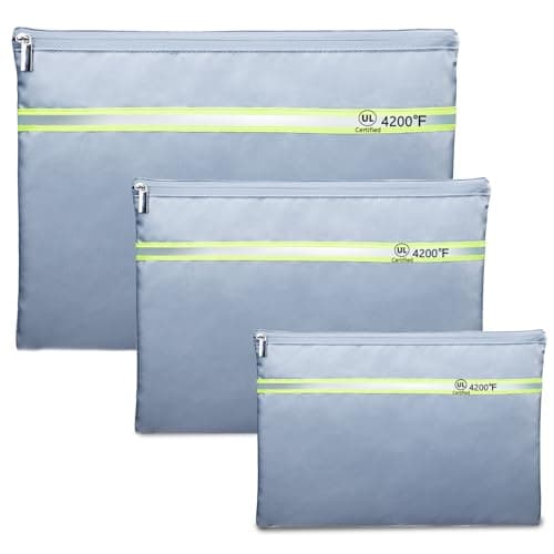 FRECOLSH Fireproof Document Bag 3 Pack 15 x 11 13 x 97 105 x 8 Fireproof Water proof Document Organizer Document Holder with Zipper Secure for Cash Passports Check More