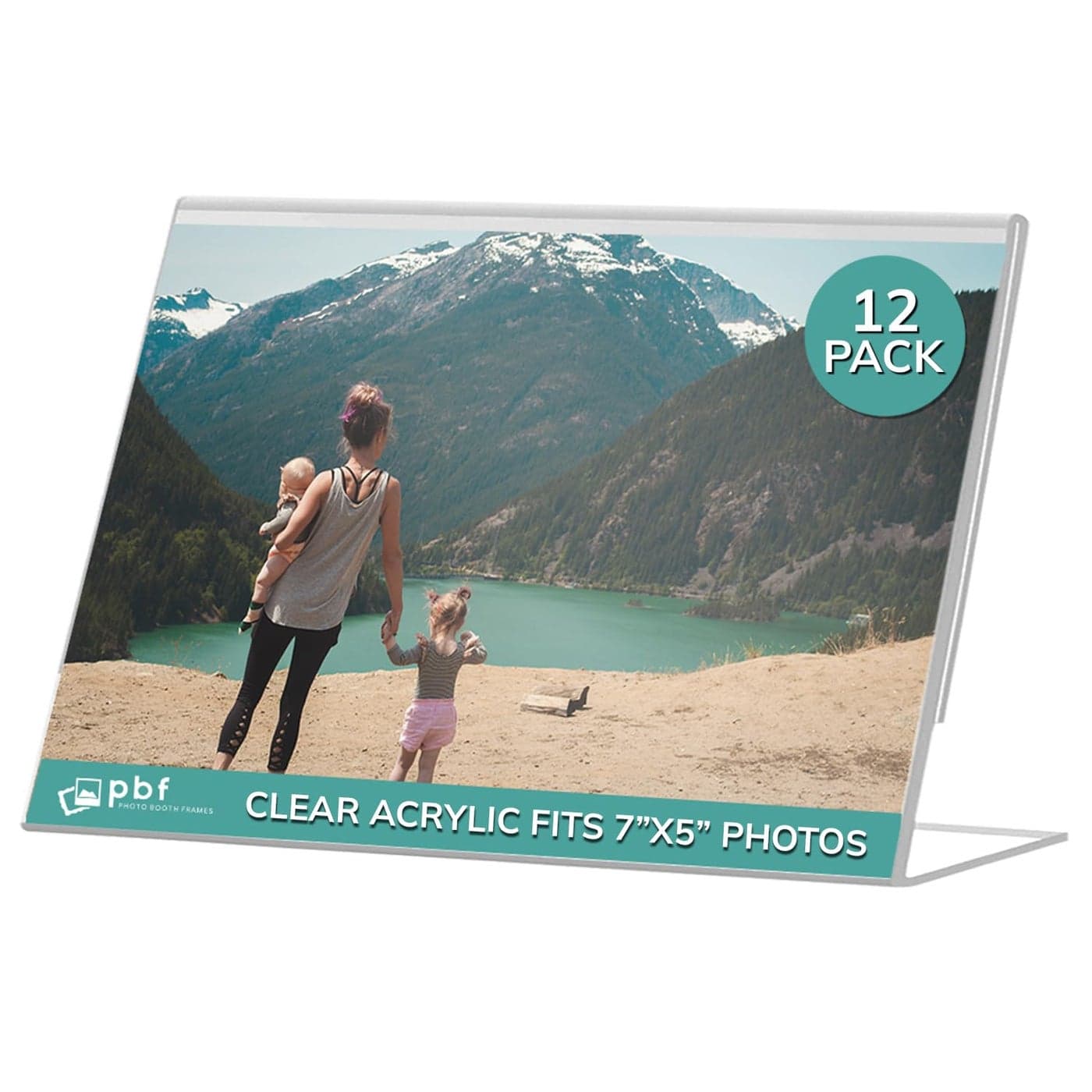 pbf 7x5 Acrylic Sign Holder 7 x 5 Horizontal Stand Up Slanted Sign Holder Acrylic Stands for Display Clear Picture Frame Menu Table Top Stand Plastic Flyer Holder 12Pack