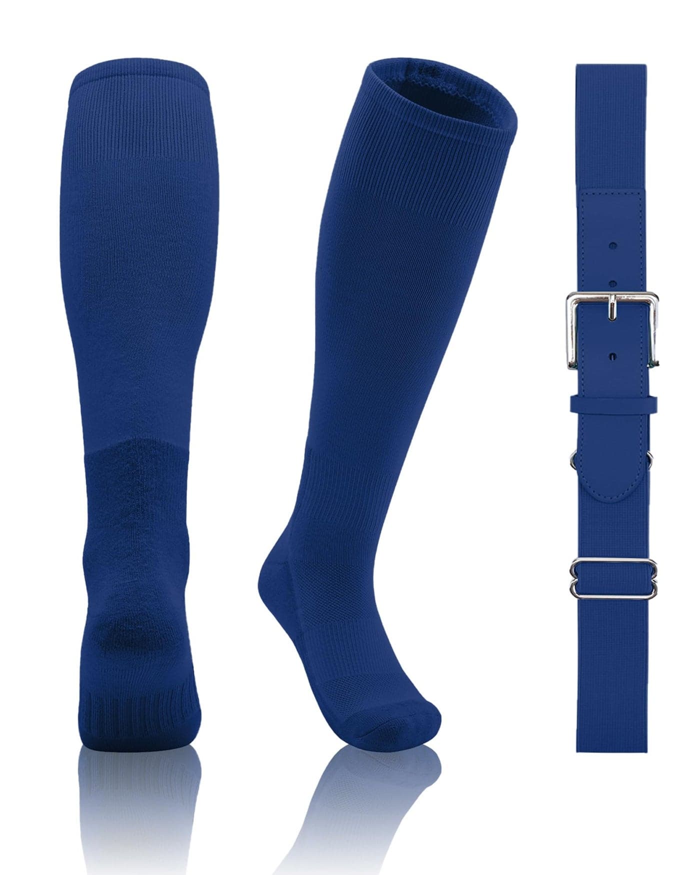 QBK 2T/3T/4T/5T Toddler Baseball Socks And Belt Youth Softball Tee Ball Combo Set for Boy Girl (1 Pairs of Socks & 1 Belt)(ROYAL BLUE 2-4T)