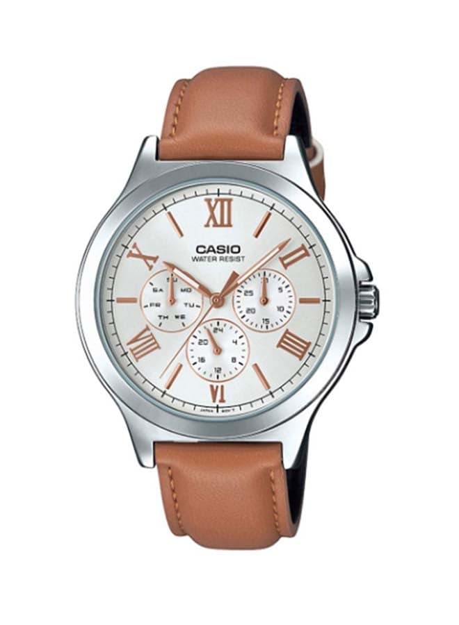 Men Leather Analog Wrist Watch MTP-V300L-7A2UDF - 33 mm - Brown