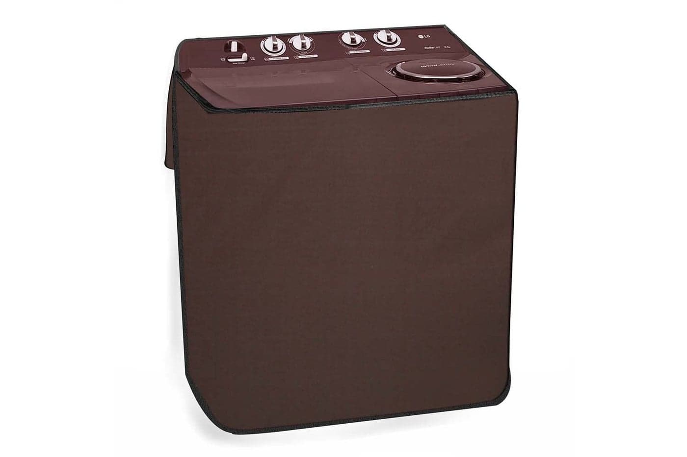 The Furnishing Tree Polyester Waterproof Semi Automatic Washing Machine Cover Compatible for LG 9 Kg, 9.5 Kg & 10 Kg, DxWxH In Cms: ( 53.3x89x99 ), Coffee