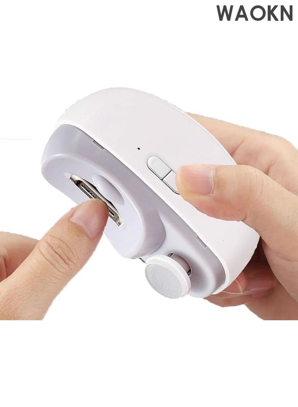 Electric Nail Clipper with Light 2-in-1 Electric Polishing Automatic Nail Clippers Fingernail Cutter and File 2 in 1 Design USB Rechargeable Safety Fingernail Trimmer for Baby, Kids, Seniors and Adult (White Color)