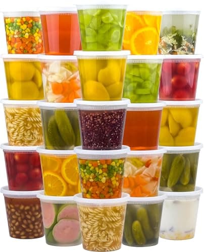 Dealusy 50 Set 24 oz Deli Containers with Lids, Leak-Proof BPA Free Plastic Take Out Bowls, Food Storage Containers for Takeout Meal Prep Storage, Freezer, Microwave & Dishwasher Safe