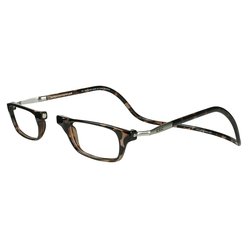 CliC Magnetic Reading Glasses, Computer Readers, Replaceable Lens, Original Long, (M-L, Tortoise, 1.25 Magnification)