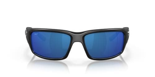 Costa Man Sunglasses Matte Black Frame, Blue Mirror Lenses, 59MM