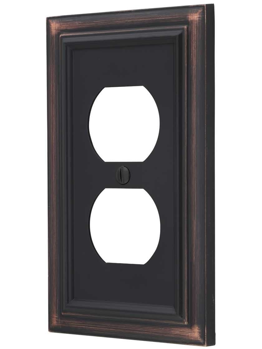 AMERELLE 94DVB Continental Single Duplex Cast Metal Wallplate in Aged Bronze