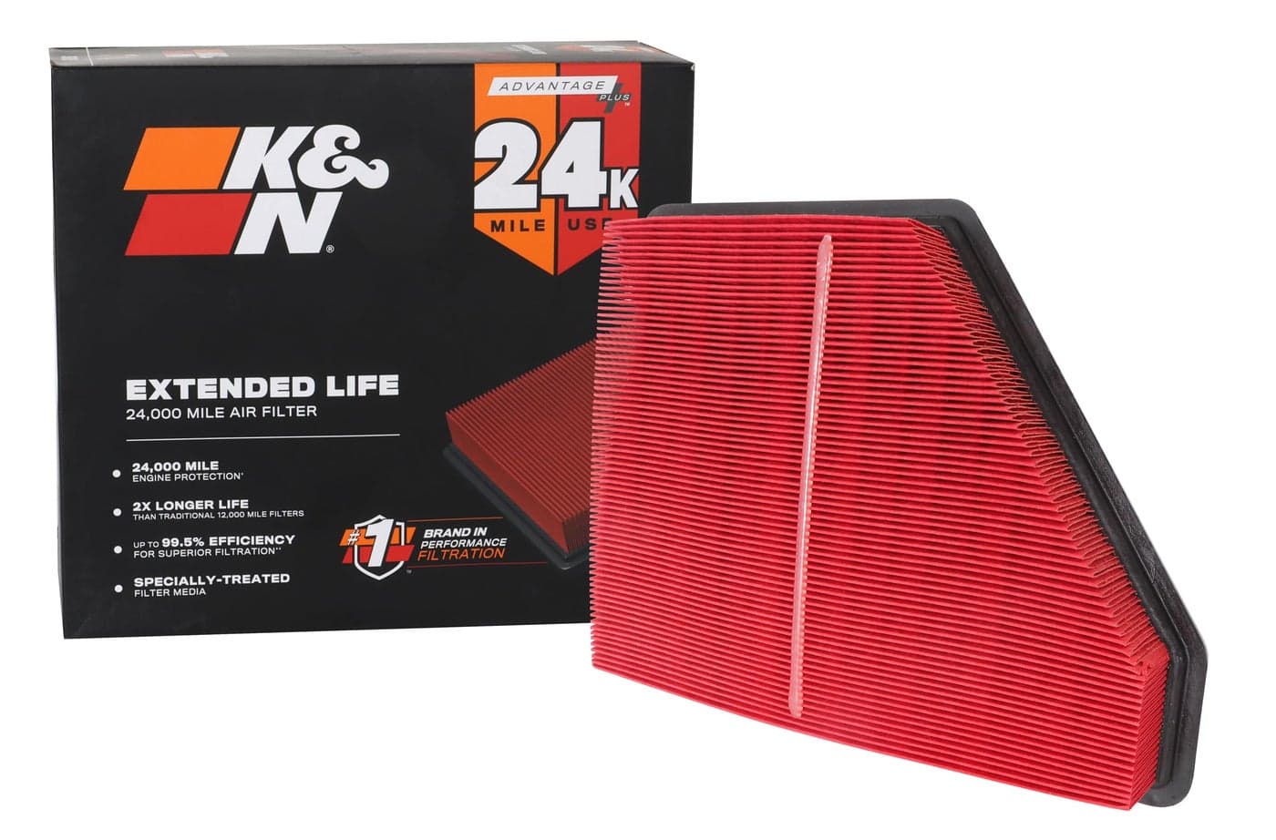 K&N Engine Air Filter: Extended Life 24,000 Mile Replacement Air Filter: Compatible with 2010-2017 Chevy/GMC (Equinox, Terrain), KNX-2439