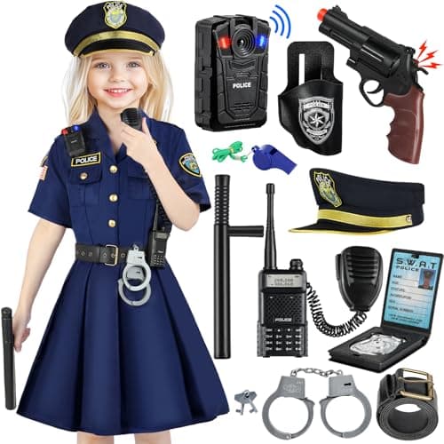 Loscola Police Costume for Girls Kids Police Officer Costumes for Girl Halloween Costume Girls for 312 Cop Uniform