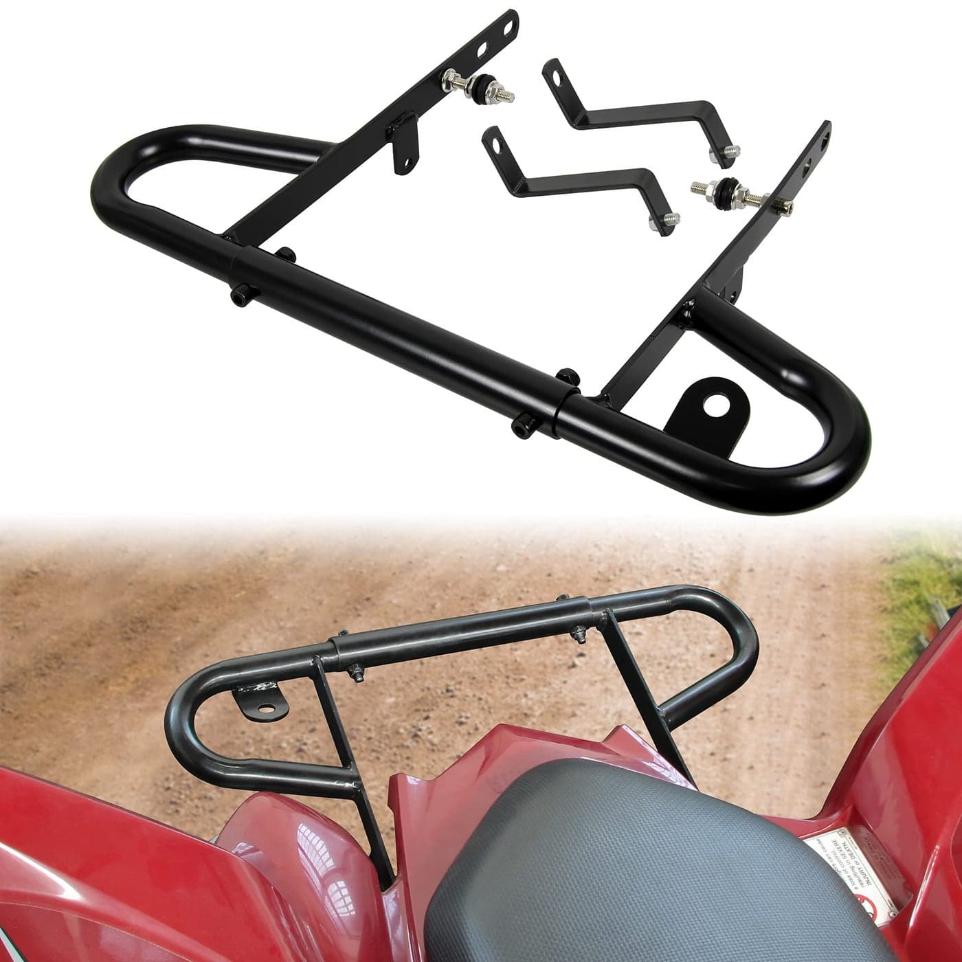 SAUTVS Rear Wide Grab Bar Bumper Assembly Kit for Yamaha Raptor 700 20062024 Black Aluminum Rear Bumper Compatible with Yamaha Raptor 700 700R 20062024 Accessories