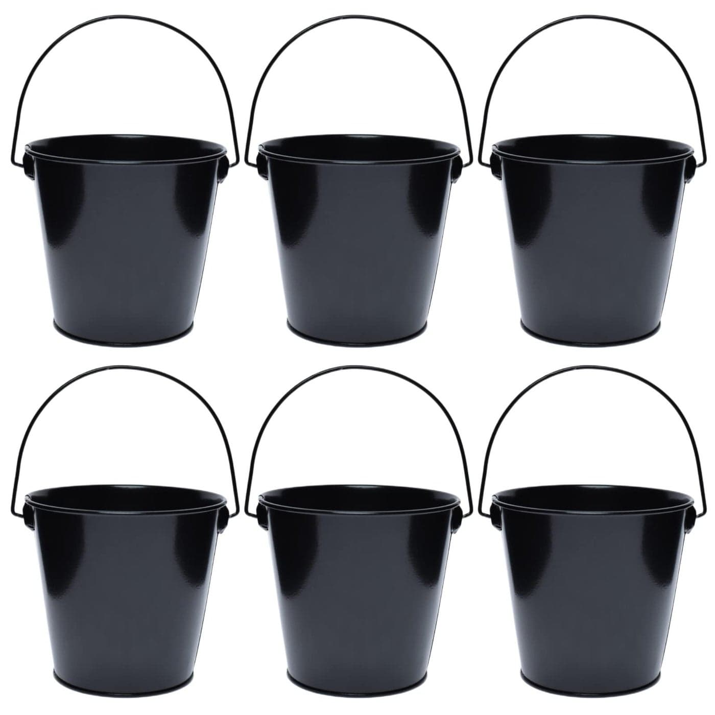 TAKMA Metal Buckets with Handle 6 Pack 43 Inch Small Iron Pail Easter BucketPencil Holder and Flower PotsCraft Supply Holders for EventsSchool Storage and Party Black 43 Top