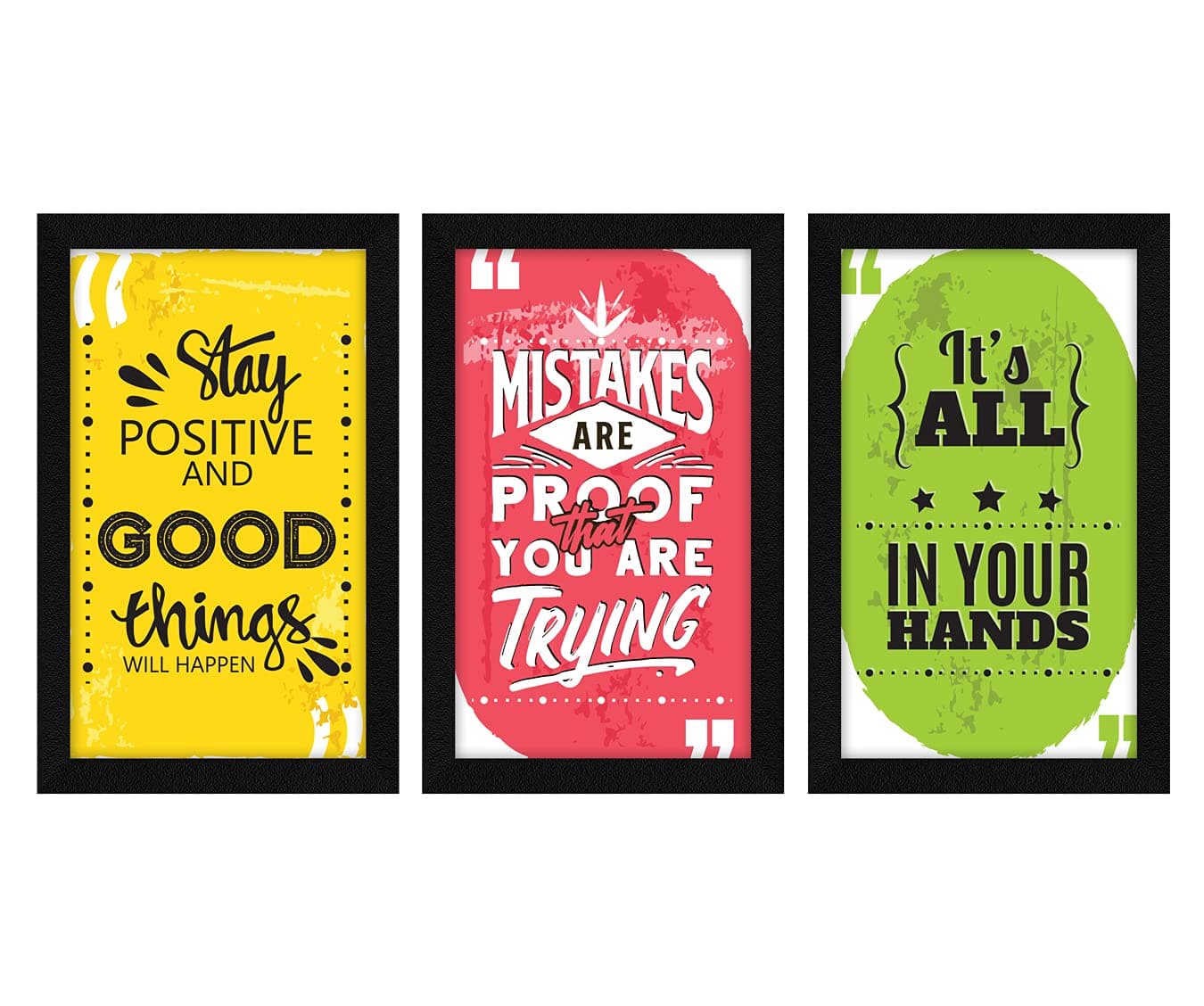 ArtX Paper Motivational Quotes Wall Art Painting Framed Paintings 13 X 255 inchesCombined 85 X 13 each Multicolor Set of 3 AXC00160MOT