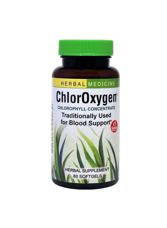 Herbs Etc. ChlorOxygen Chlorophyll Concentrate - Aids Healthy Blood Circulation - High-Altitude Environment Support - Energy Support - 60 Softgels (60 Servings)