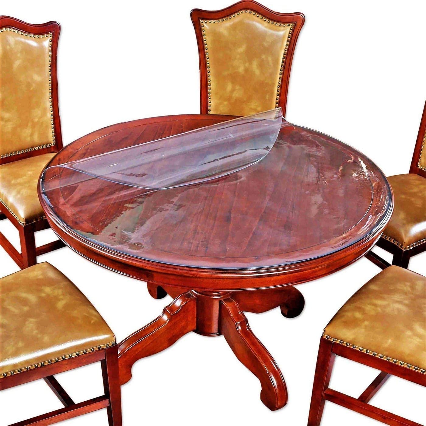 30 Inch Round Clear Plastic Tablecloths Cover Furniture Dining Kitchen Coffee Table Protector Liner Thick Protective Desk Blotter Mat PVC Vinyl Tabletop Protection Pad Easy Clean Polyester Wipeable