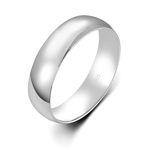 BORUO Silver Ring – 925 Pure Sterling Silver Ring - Sterling Silver Rings for Women – Elegant Silver Band Rings For Women and Men - Gifts for Special Occasions 6mm Ring Size 9.5