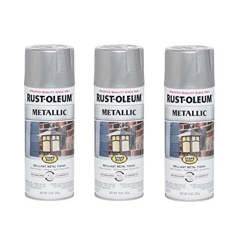 Rust-Oleum 7271830-3PK Stops Rust Metallic Spray Paint, 11 oz, Silver Metallic, 3 Pack