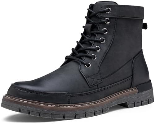 Jousen Mens Boots Casual Motorcycle Boot for Men Chukka Zipper Combat Dress Botas Para Hombre Fashion (AMY8117 black 11.5)