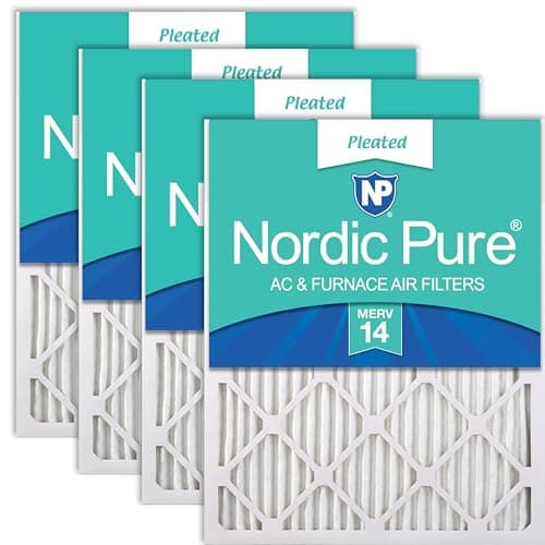 Nordic Pure 10x10x1 (Actual Size: 9 1/2 x 9 1/2 x 3/4) Pleated MERV 14 Air Filters 4 Pack