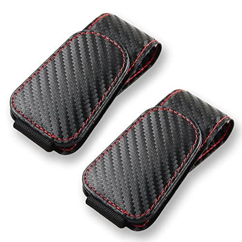 CMWWYFC 2Pcs Sunglass Holder for Car Magnetic Leather Eyeglass Hanger Clip for Car Sun Visor Sunglasses Holder and Ticket Card Clip for Car Visor Accessories Carbon Fibre Black