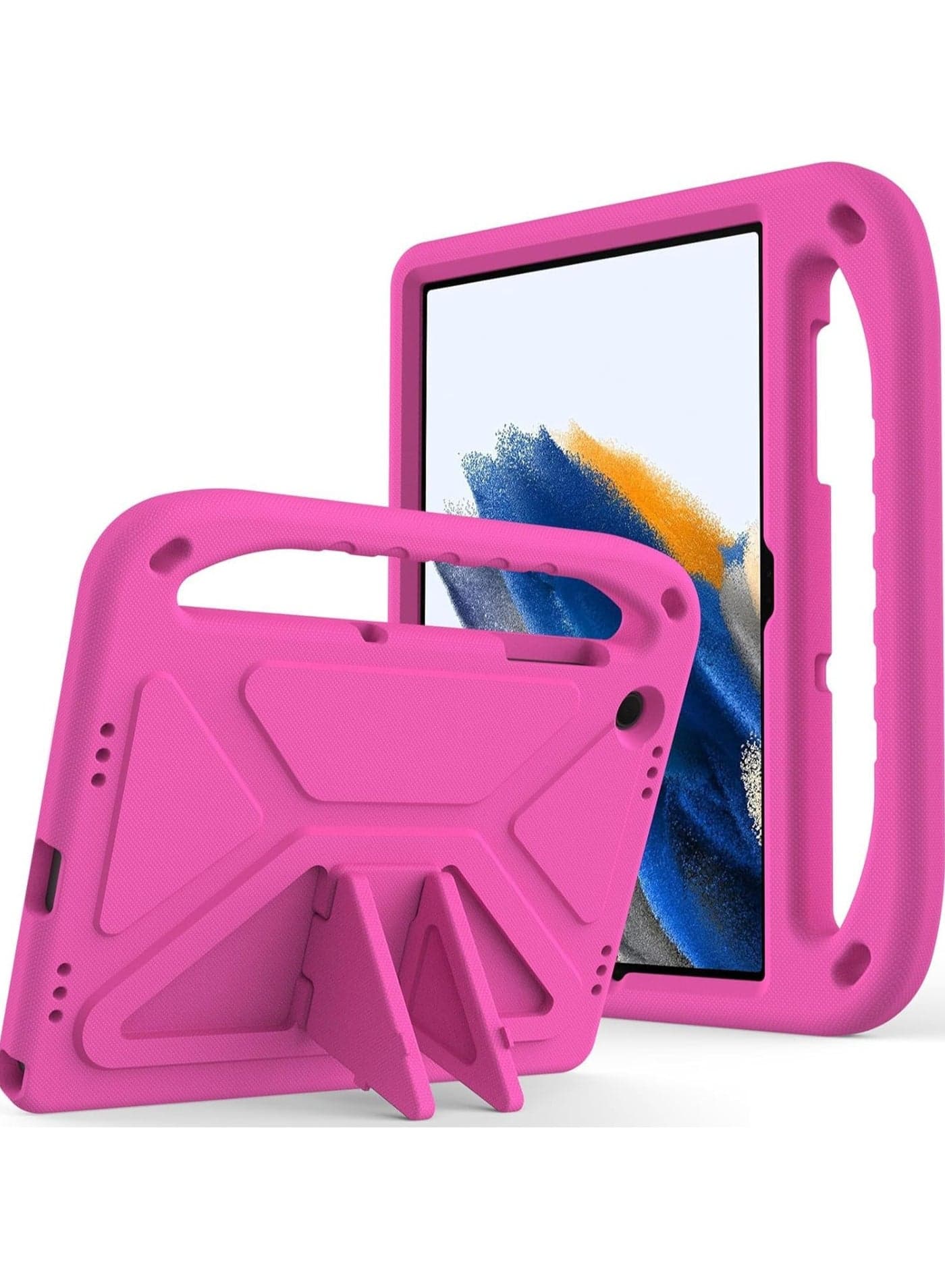 Case Compatible with Samsung Galaxy Tab A9 Plus (2023) SM-X210/216B Kids Case, Lightweight EVA Kid Friendly Shockproof Protective Case, Handle Stand Heavy Duty Tablet Cover (Rose Red)