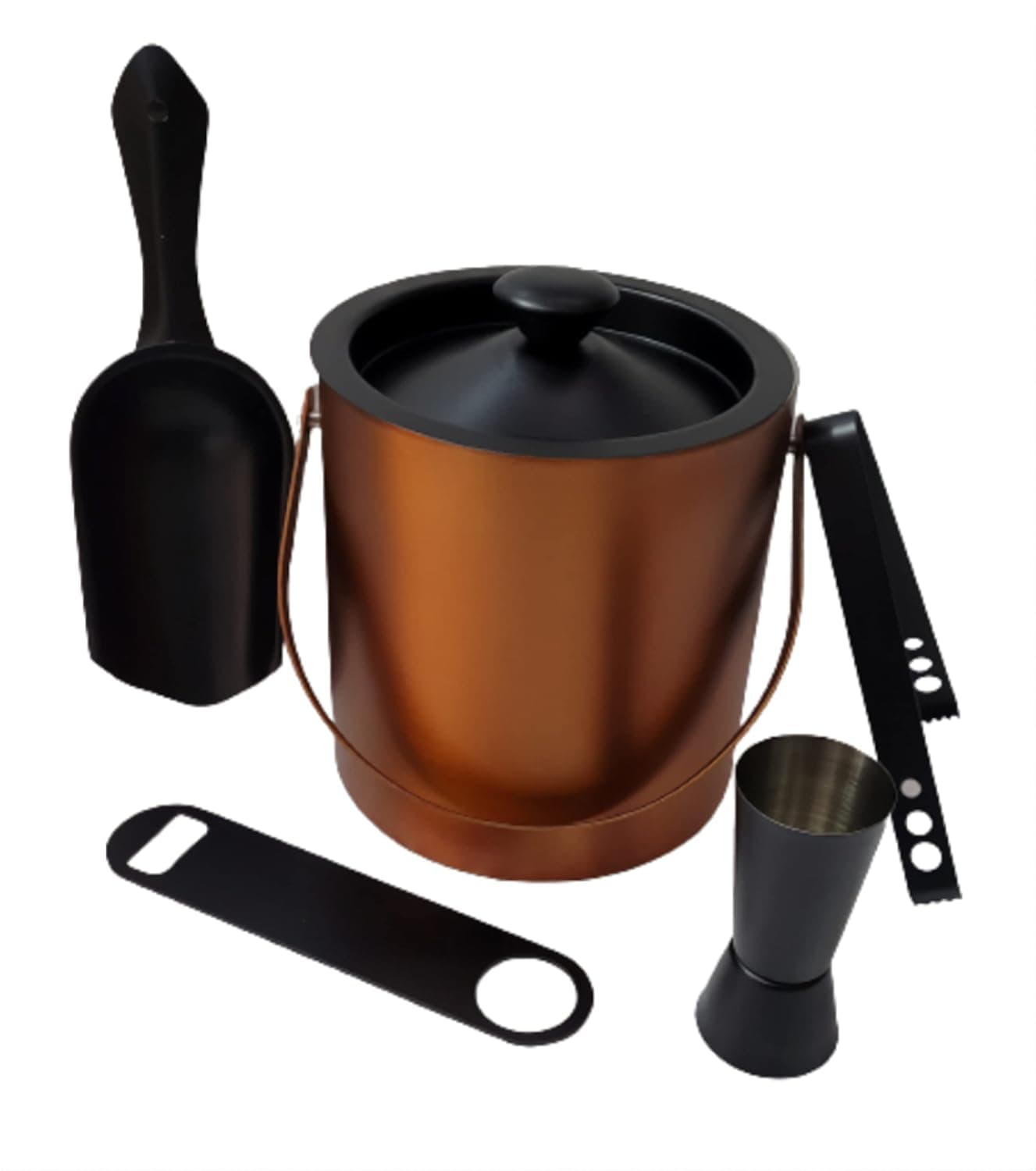Proniks Stainless Steel Insulated Ice Bucket with Opener and Ice Tong and peg Measure and with Ice Scope Keeps Ice Cold for 6 h Great bar Tools for Home bar Accessories Mini bar Medium