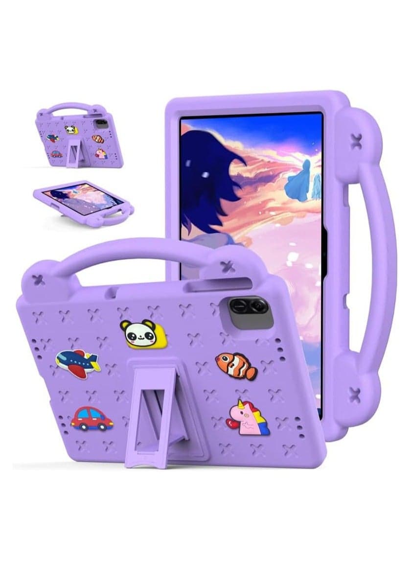 Kids Case for Honor Pad X8a 11 Inch 2024 Shockproof EVA Protective Cover Anti Fall Stand Handheld Purple