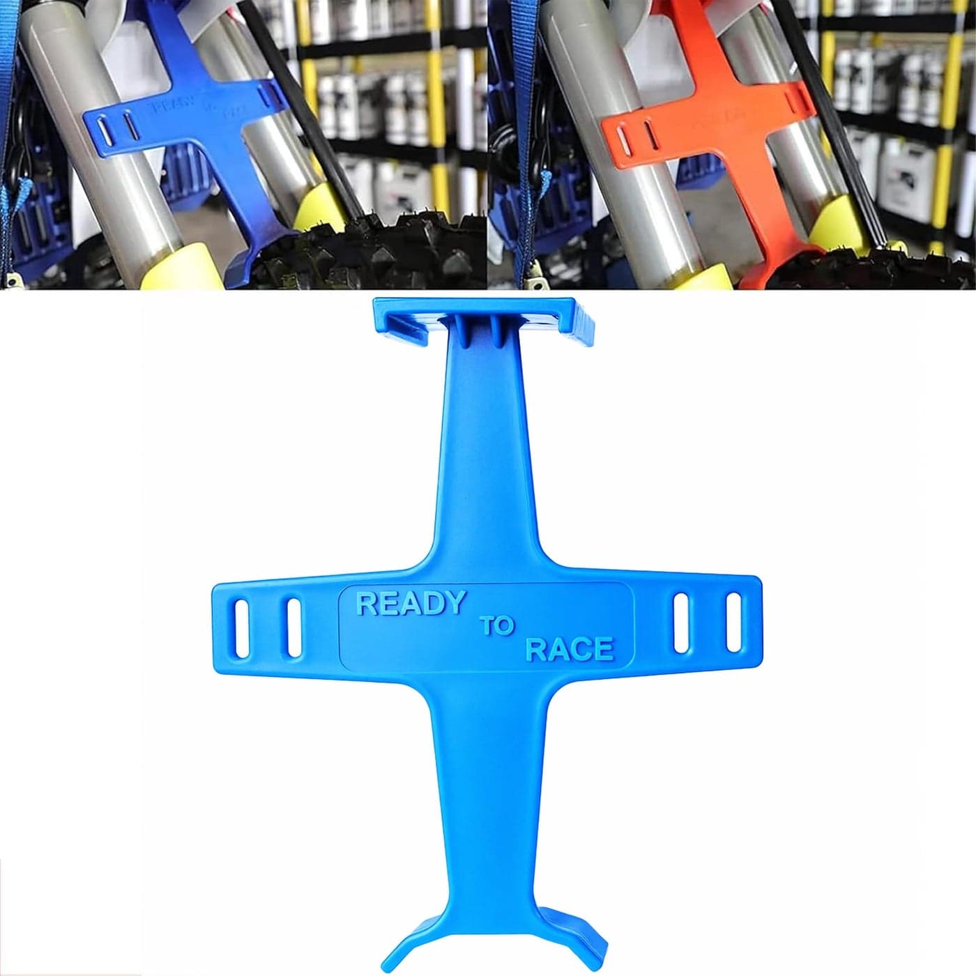 PRO CAKEN 106 inch Universal Motorcycle Fork Brace Protection Plastic Fork Support Guard Fork Saver for Most Motorcycles Pit Dirt Bikes Motorcycle AccessoriesBlue
