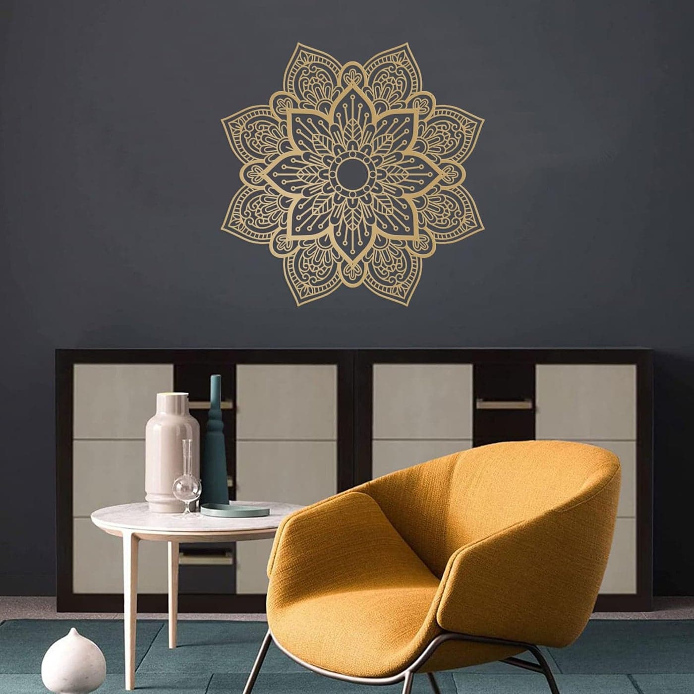 Resama Large Metal Round Mandala Wall Decor Unique Lotus Flower Wall Art for Living Room Bedroom Bathroom Corridor Home room and Office decoration