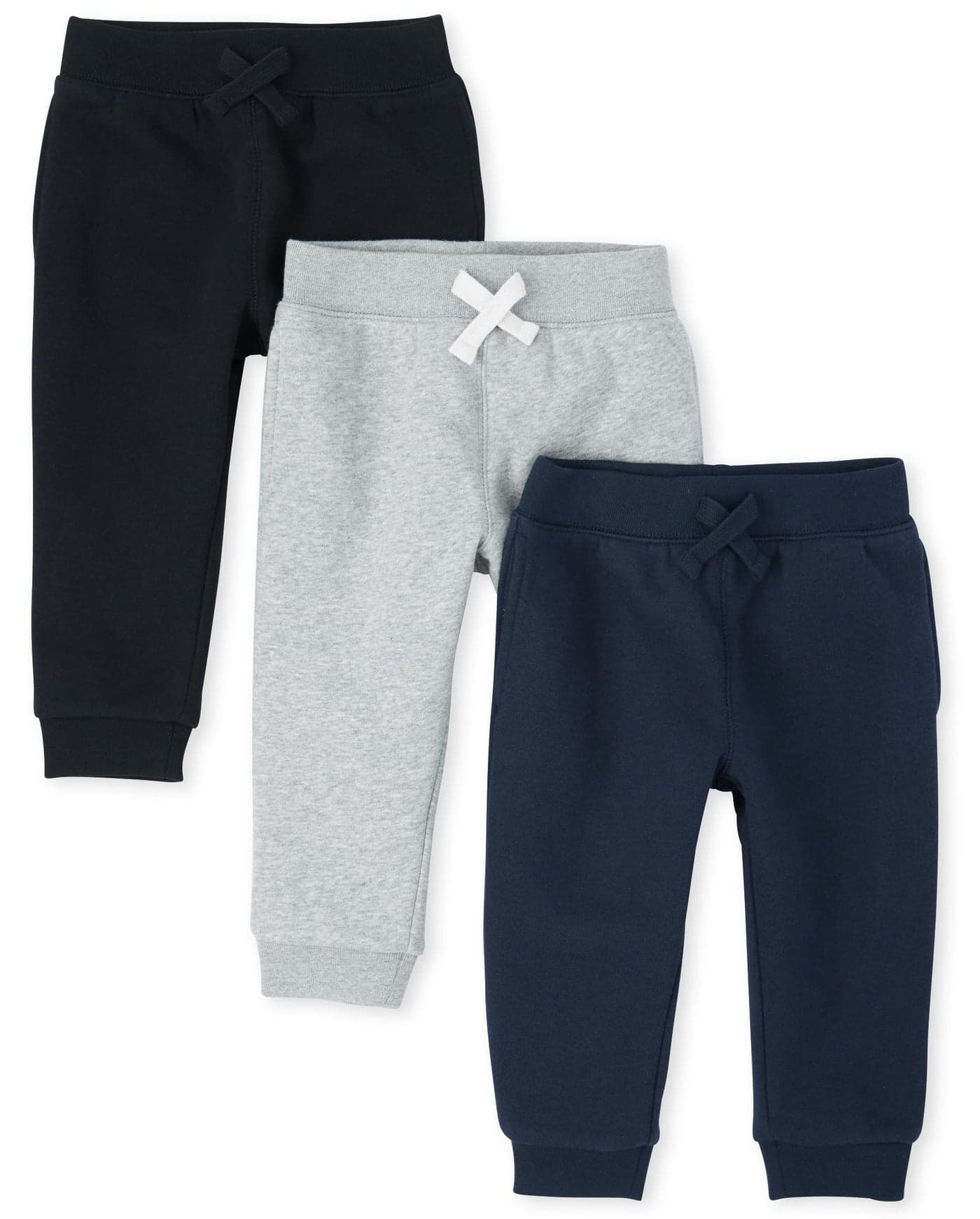 The Childrens Place baby boys And Toddler Active Fleece Jogger Pants BlackSmoke GrayNew Navy 3 Pack 5T US