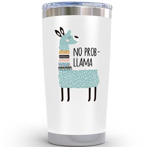 KLUBI Llama Gifts for Women 20 Ounce Mug - No Prob Llama Tumbler with Straw Lama Cup Gift for Mom from Daughter