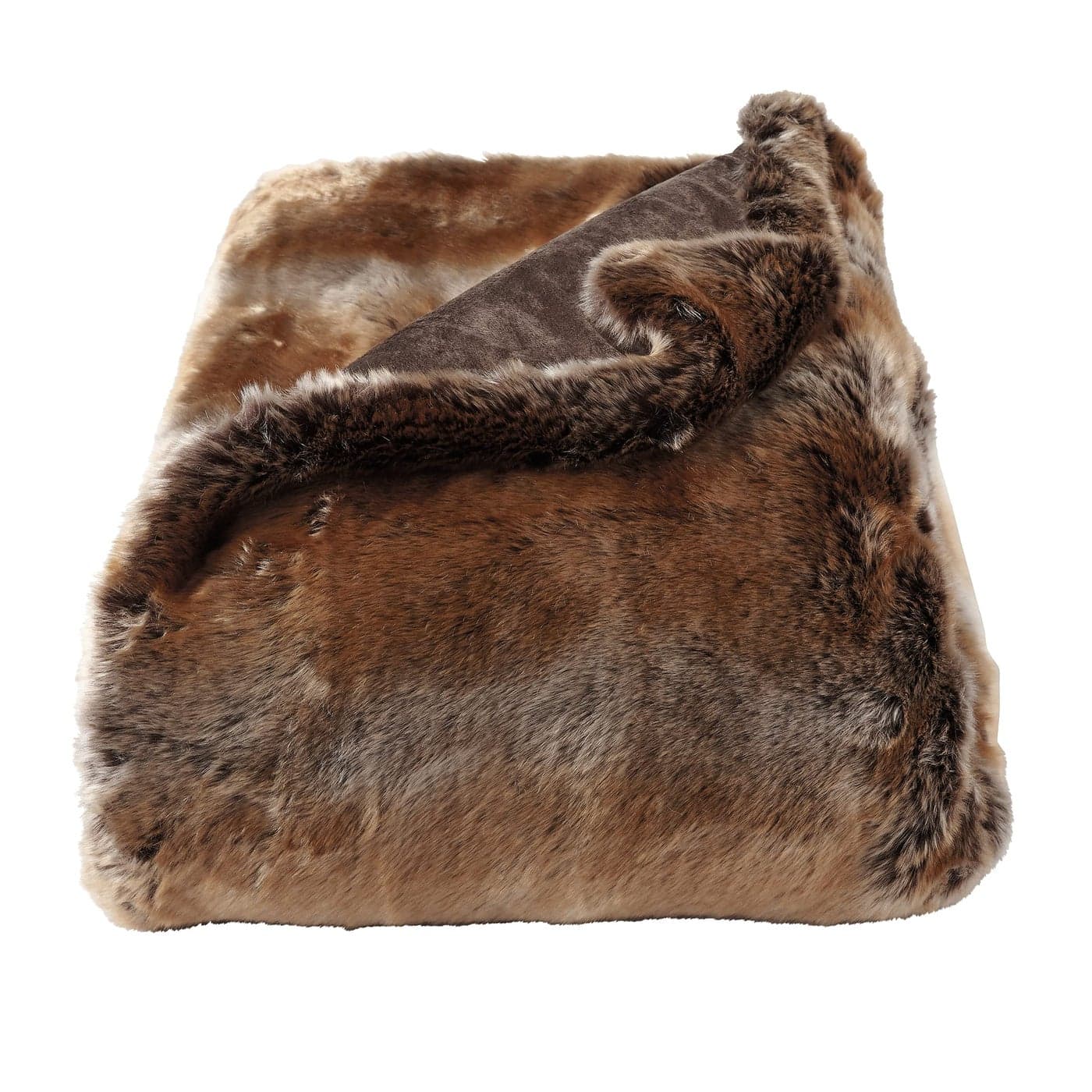 Faux Fur Throw 70x60 Luxurious Hypoallergenic Premium Zobel Fake Marten Sable Fur Blanket with Artificial Mink Backing by Lavish Home Brown