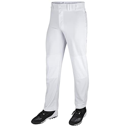 CHAMPRO Boys Open-Bottom Loose-Fit Baseball Pant with Adjustable Inseam and Reinforced Sliding Areas , White, Small