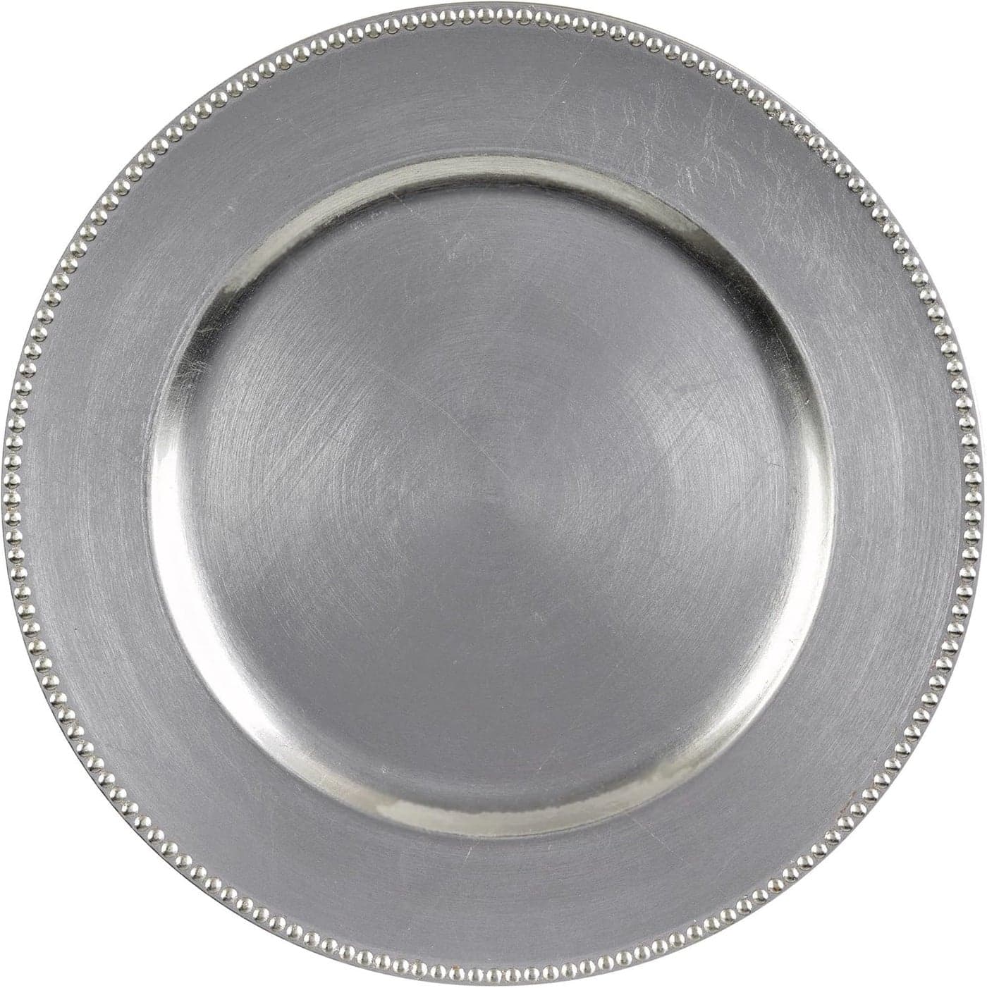 Amscan Silver Plastic Round Charger Plates Pack Of 4 13 Disposable Luxurious Design Perfect Tableware For Weddings Parties Special Events And Home