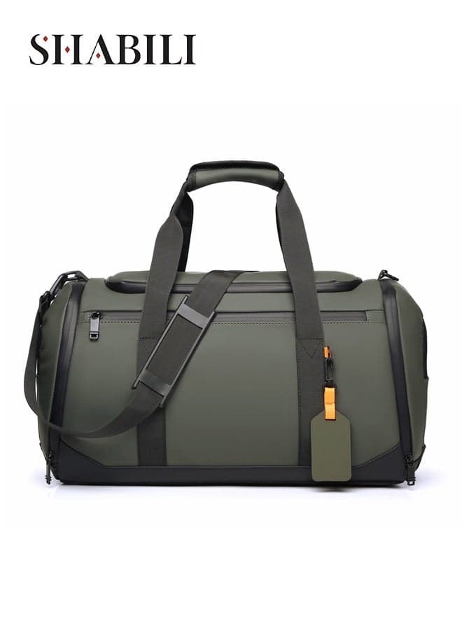 Men Women Nylon Large-Capacity Sports Tourist Bag Tote Shoulder Cross Bags Trolley, Multi-Pocket Wear-Resistant Waterproof with Shoe Compartment, for Ladies Teenager Youth Daily Travel Party (Green)