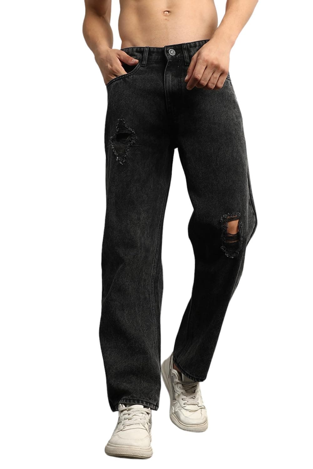 Hubberholme Men Summer Cotton Relaxed Fit Mid-Rise Jeans 5 Grey