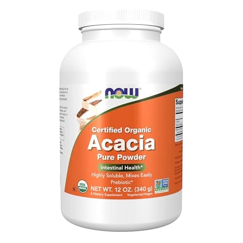 NOW Foods Supplements Acacia Pure Powder Certified Organic Highly Soluble Mixes Easily Intestinal Health 12Ounce