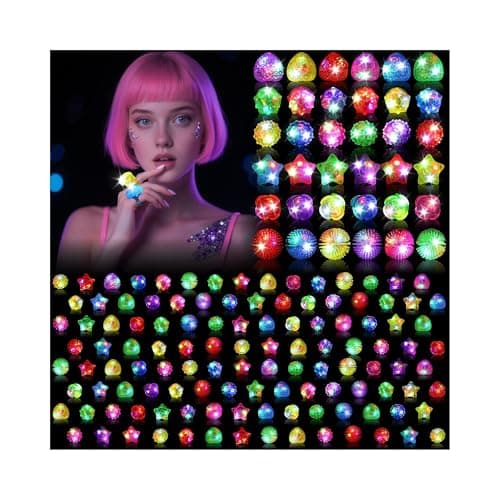 Mikulala 90 Pack Light Up Rings Party Favors for Kids Glow in The Dark Party Supplies Goodie Bag Stuffers Classroom Prizes Carnival Concert Gifts Rave Accessories
