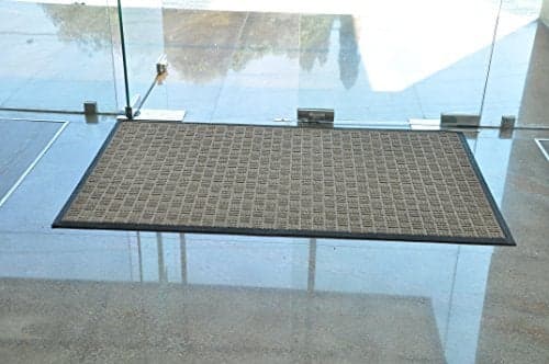 Kempf Water Retainer Front Door Mat, 24” x 36”, Brown, Outdoor Indoor Entrance, Non-Slip, Low Profile, Natural Rubber Doormat, Traps Dirt and Moisture