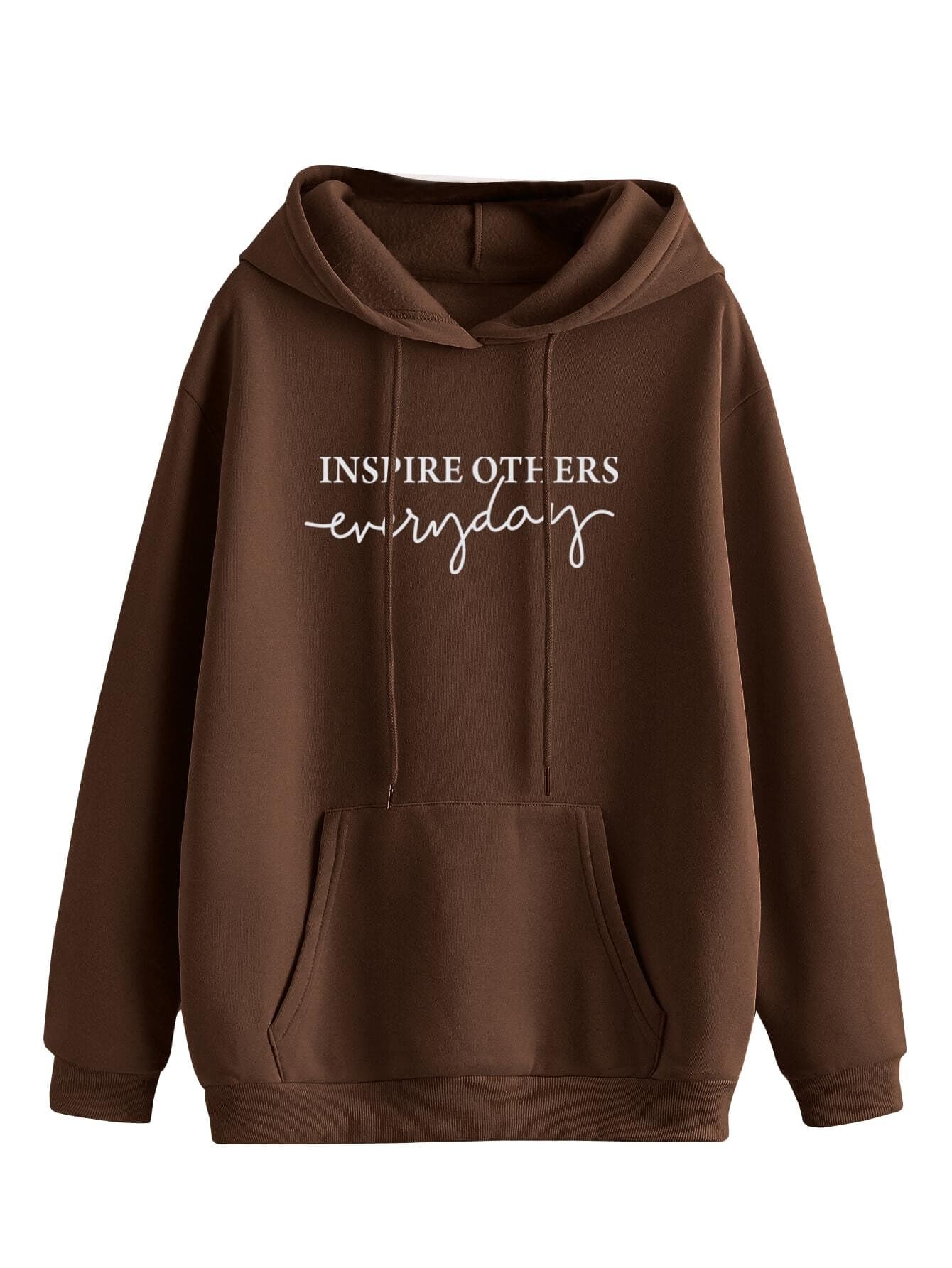 TAGAS Printed Regular Cotton Blend Hoodies for Women HD-7007-Brown-M Black