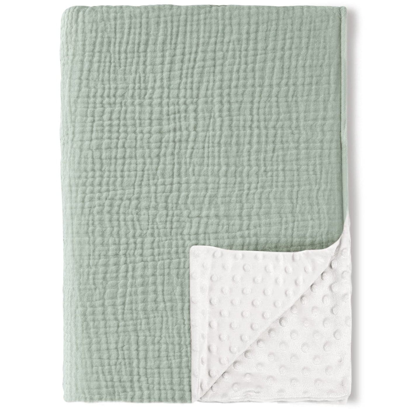 Konssy Baby Blankets for Unisex Boys Girls Super Soft Nursery Minky Blankets with Muslin Cotton Front and Dotted Fleece Backing Printed Bed Throws Newborn