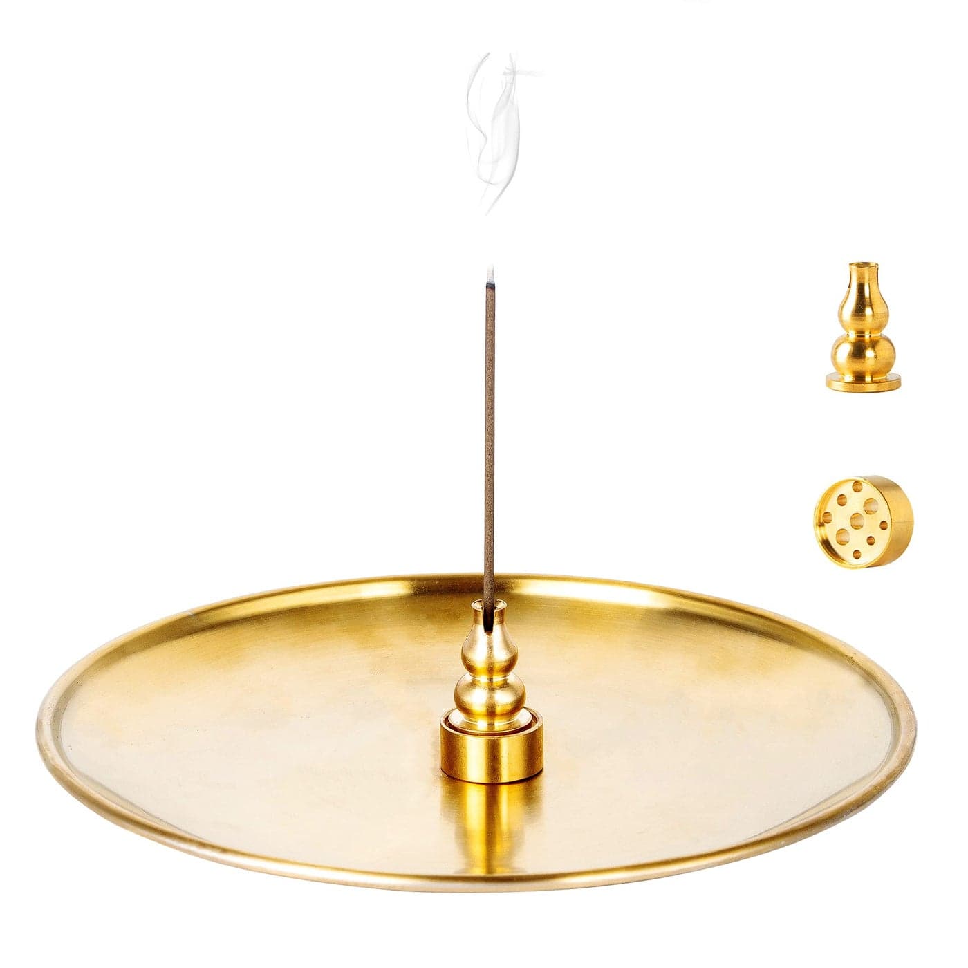 3 in 1 Incense Burner 67 Inch Brass Incense Holder for Incense SticksCoil IncenseIncense Cones Metal GourdShaped Ash Catcher for Meditation Yoga Room Home Decor ZX11M