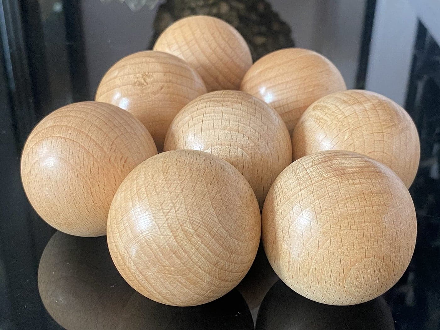 AnNafi Wooden Ball Hockey Training Equipment - 3 Balls, 2-Inch Diameter, Lightweight, Easy to Control, Develop Soft Quick Hands, Improve Stick Handling, Practice Anytime Anywhere