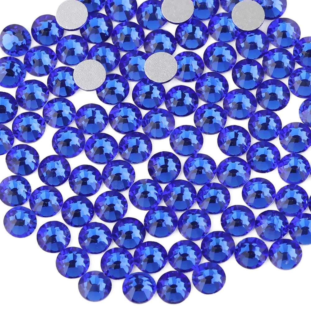 beadsland Flat Back Crystal Rhinestones Round Gems Sapphire 4648mm SS201440pcs