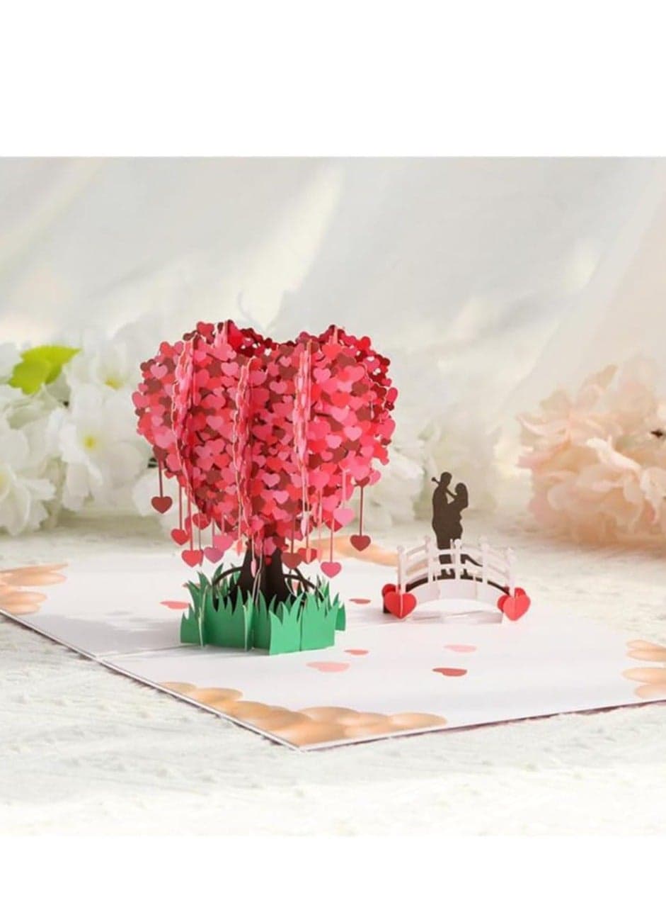 Tree Greeting 3D Pop Up Card, Creative Day Unique Happy Anniversary For Him Her In Supplies Handmade Proposal Wedding