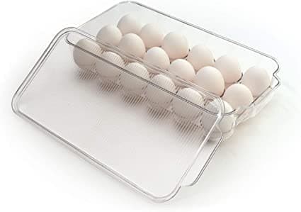 FreshDcart 18 Eggs Holder for Refrigerator Clear Eggs Container for Fridge Kitchen Standard Acrylic Material Pack of 1 FDC103