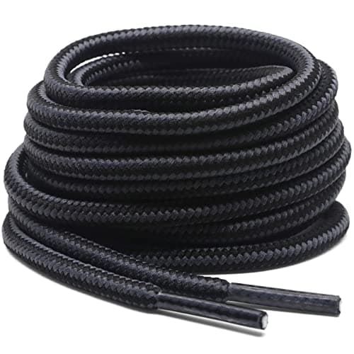 DELELE 2 Pair Round Boot Laces Outdoor Hiking Walking Shoelaces Dark Gray Black Striped Shoe Lace Work Shoe Strings 28 inch