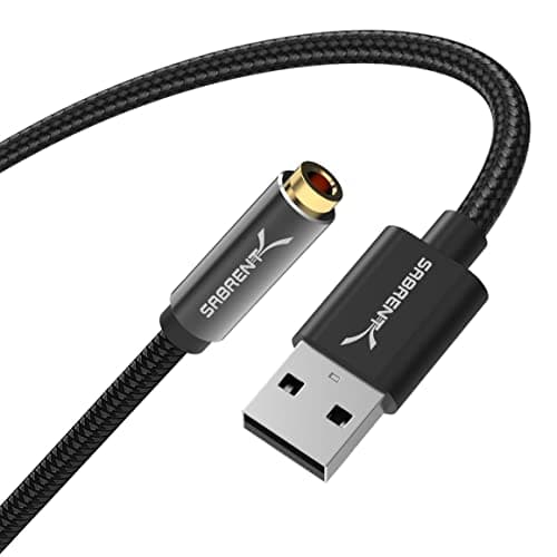SABRENT USB Type A to 35mm Dual Function Audio Jack Active Adapter 20 Cable CBUA35