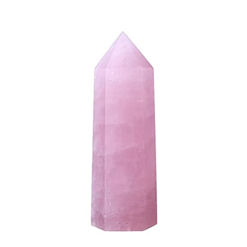 Runyangshi Large Rose Quartz Natural Healing Crystal Wand 4725 Crystals Tower 6 Faceted Single Point Crystal Prism Wand Natural Stones for Meditation Reiki Chakra Therapy Home Decor Gift