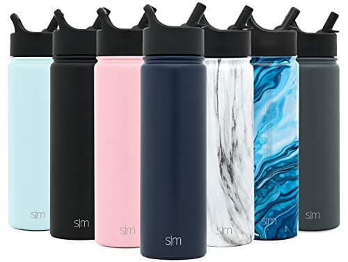 Simple Modern Water Bottle with Straw Lid Vacuum Insulated Stainless Steel Metal Thermos Bottles | Reusable Leak Proof BPA-Free Flask for Gym, Travel, Sports | Summit Collection | 22oz Deep Ocean Blue