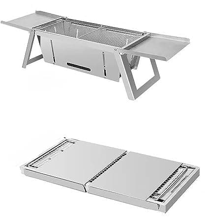 kankin Camping Charcoal Grill Portable BBQ Grill Stainless Steel Wood Burning Grill with Carrying Bag Folding Small Grills For Outdoor Barbecues Traveling Picnics GardenBeach Party